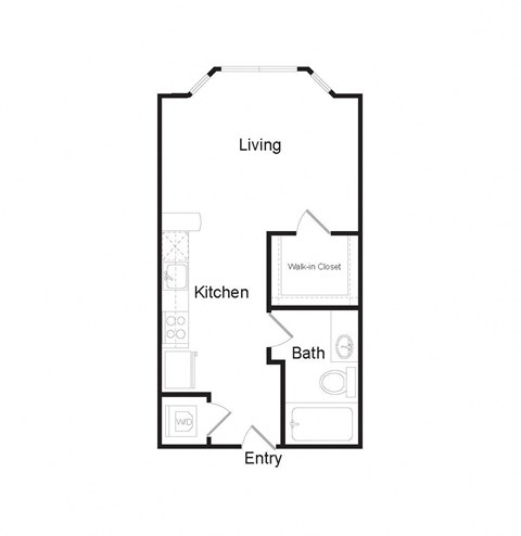 Floor plan for studio, 1 bath, 391 sqft